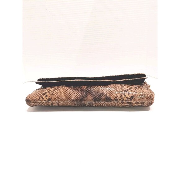 BCBG Maxazria Faux Snakeskin Fold Over Clutch With Chain Shoulder Strap - Picture 5 of 10